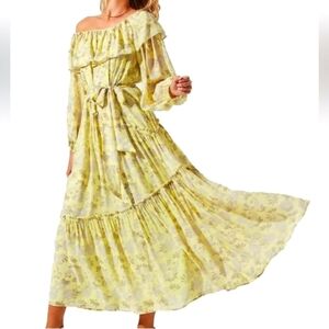 ASTR The Label REVOLVE Kaylani Off-the-Shoulder Maxi Dress in Yellow Gray Floral